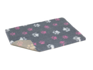 VETBED DUO PAWS LIBISEMISVASTANE 100X75CM HALL VALGE JA ROOSA KÄPAMUS