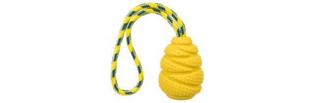 Mänguasi koertele Sporting põrkepall köiel, looduslikust kummist, 9 cm/30 cm juhuslik värv