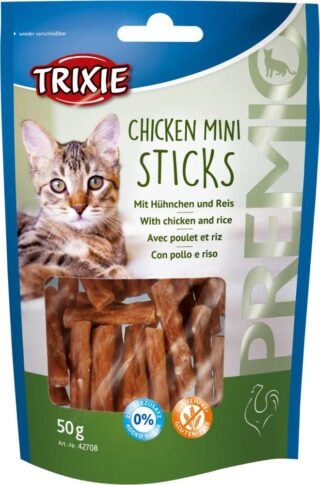 Maius kassidele PREMIO minipulgad, kana/riisi, 50 g