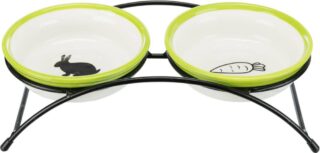 **Kausside komplekt, keraamika/metall, 2 x 0,3 l/ø 13 cm, valge/roheline