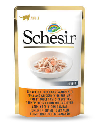Schesir Complete Nutrition tuunikalaga ja kanaga ning krevettidega tarretises 85 g kassikonserv