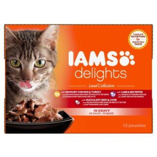 Täissööt (konserv) IAMS Delights täiskasvanutele, erinevad lihad - maakollektsioon kastmes 1,02 kg