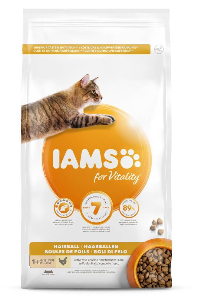 Kuiv täissööt IAMS CAT Adult Hairball Control 3kg kassidele