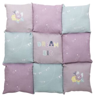 **Lamamismatt Patchwork Junior 60 × 60 cm, hele lilla/münt/roosa