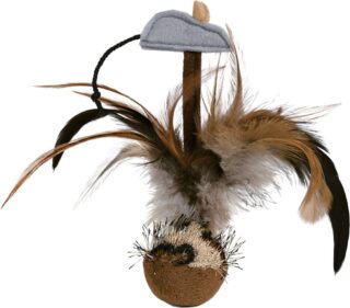 Mänguasi kassidele Bobo shuttlecock hiirega, pehme, 15 cm