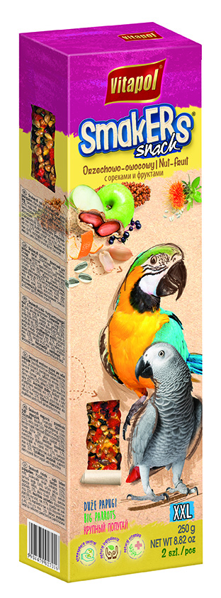 Maius suurtele papagoidele SMAKERS XXL pähkli/puuvilja 250g