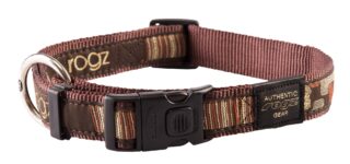 Kaelarihm Rogz Fancy Dress XL 25mm Armed Response, Mocha Bone muster