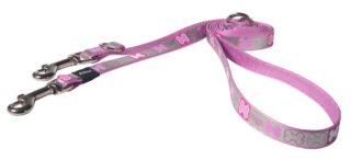 Jalutusrihm kutsikatele Rogz Pupz Reflecto Medium 16mm, Pink Bones muster