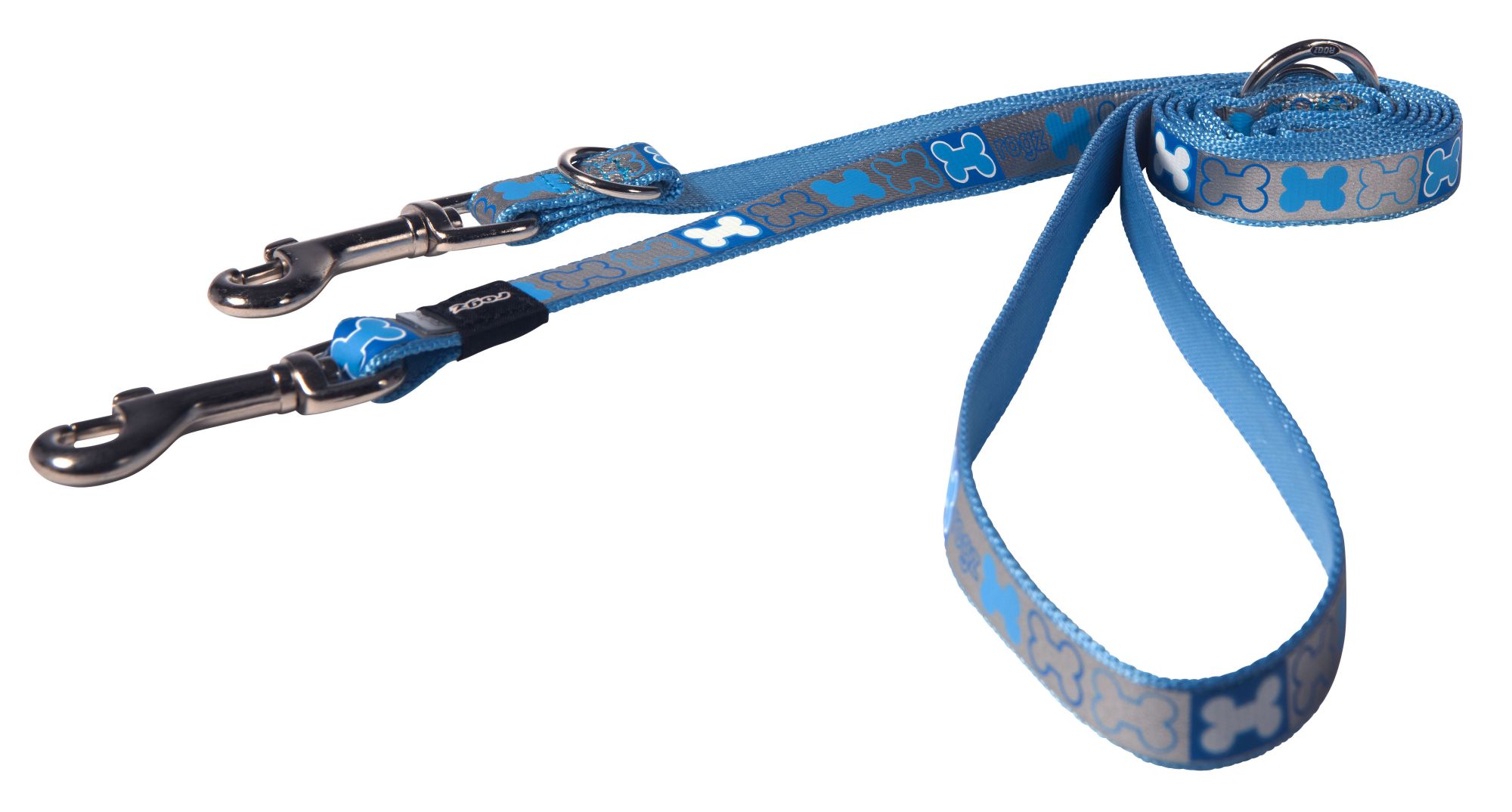 Jalutusrihm kutsikatele Rogz Pupz Reflecto Medium 16mm, Blue Bones muster