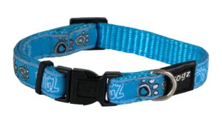 Kaelarihm Rogz Fancy Dress Small 11mm Jellybean, Turquoise Paw muster