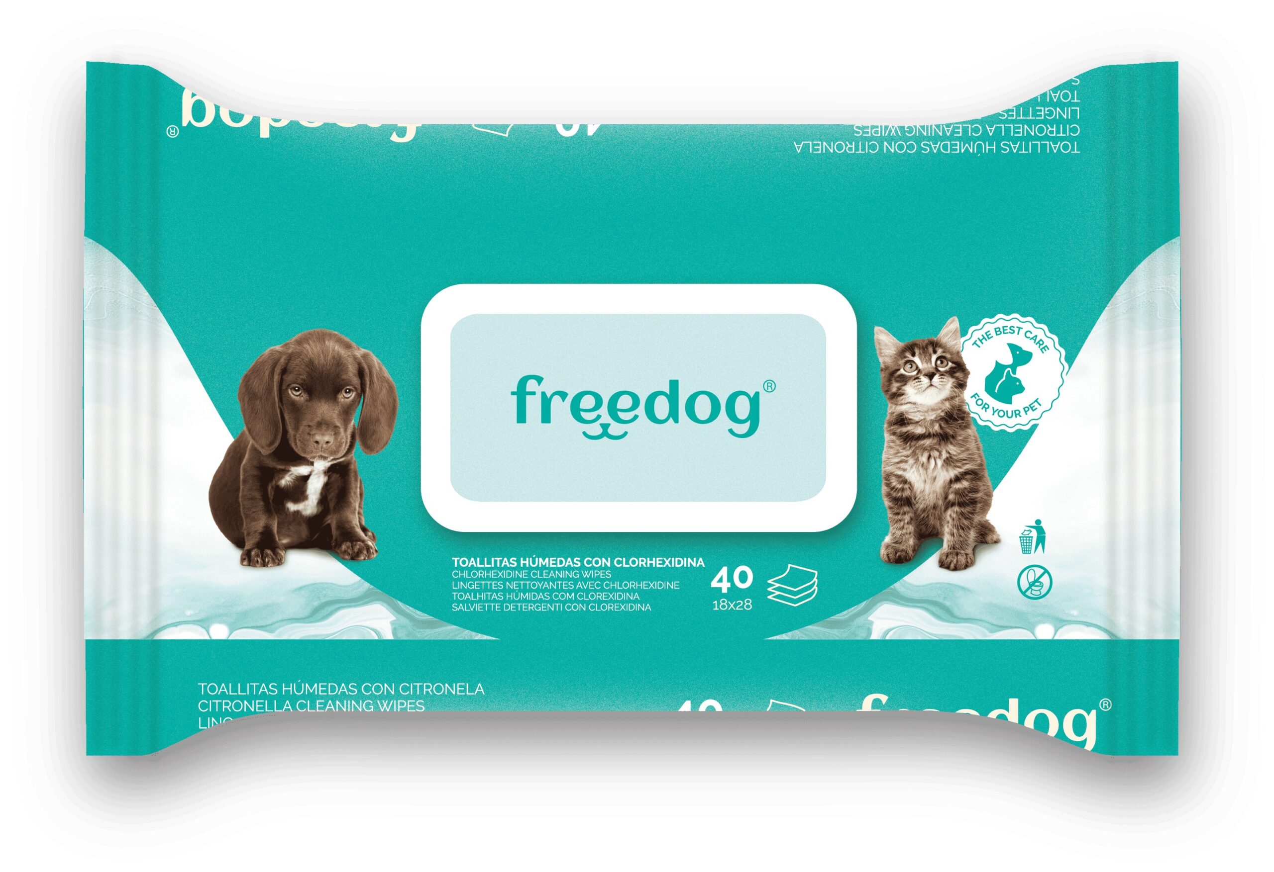 Freedog kloorheksidiiniga puhastuslapid lemmikule 40tk