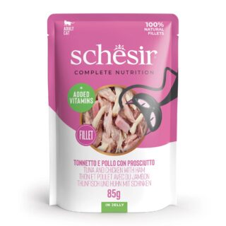 Schesir Complete Nutrition tuunikala ja kana singiga tarretises 85g kassikonserv