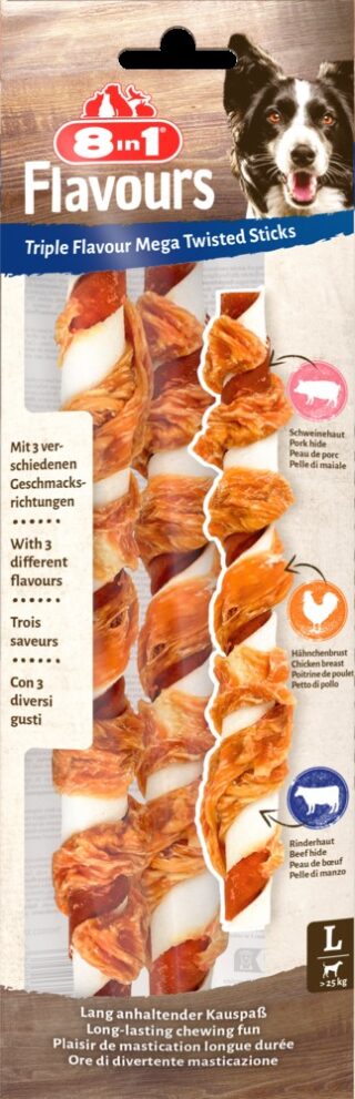 Koera maius 8in1 Triple Flavour Mega keeratud pulgad 140g