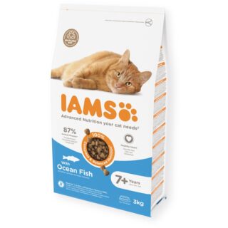 Kuiv täissööt IAMS CAT Senior 7+ ookeanilise kalaga 3kg vanematele kassidele