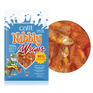 Maius kassidele Nibbly Wraps, kana ja kala 30g