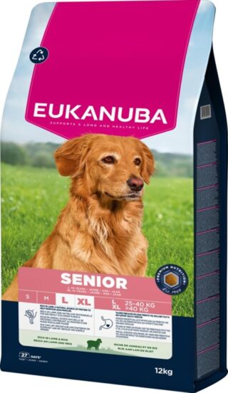 EUKANUBA Senior lambaliha ja riisiga suurtele koertele 12 kg