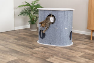 Koobas Mara, vilt, ovaalne, 66x62x46 cm, liiv/hall