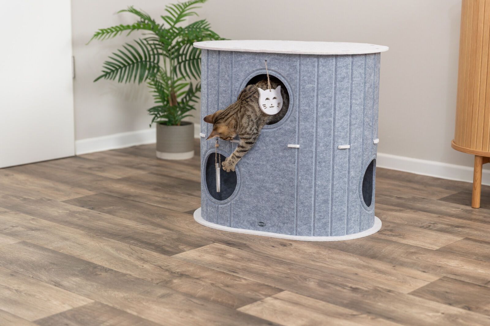 Koobas Mara, vilt, ovaalne, 66x62x46 cm, liiv/hall