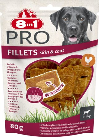 Koera maius 8in1 Fillets Pro Skin&Coat 80g