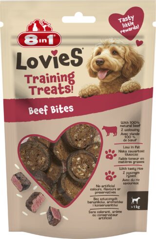 Koera maius 8in1 Lovies Training Treats Beef Bites 90g
