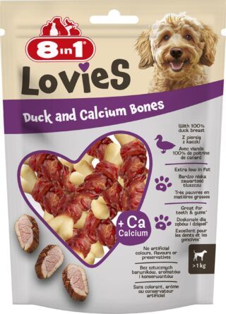 Koera maius 8in1 Lovies Duck & Calcium Bones 80g