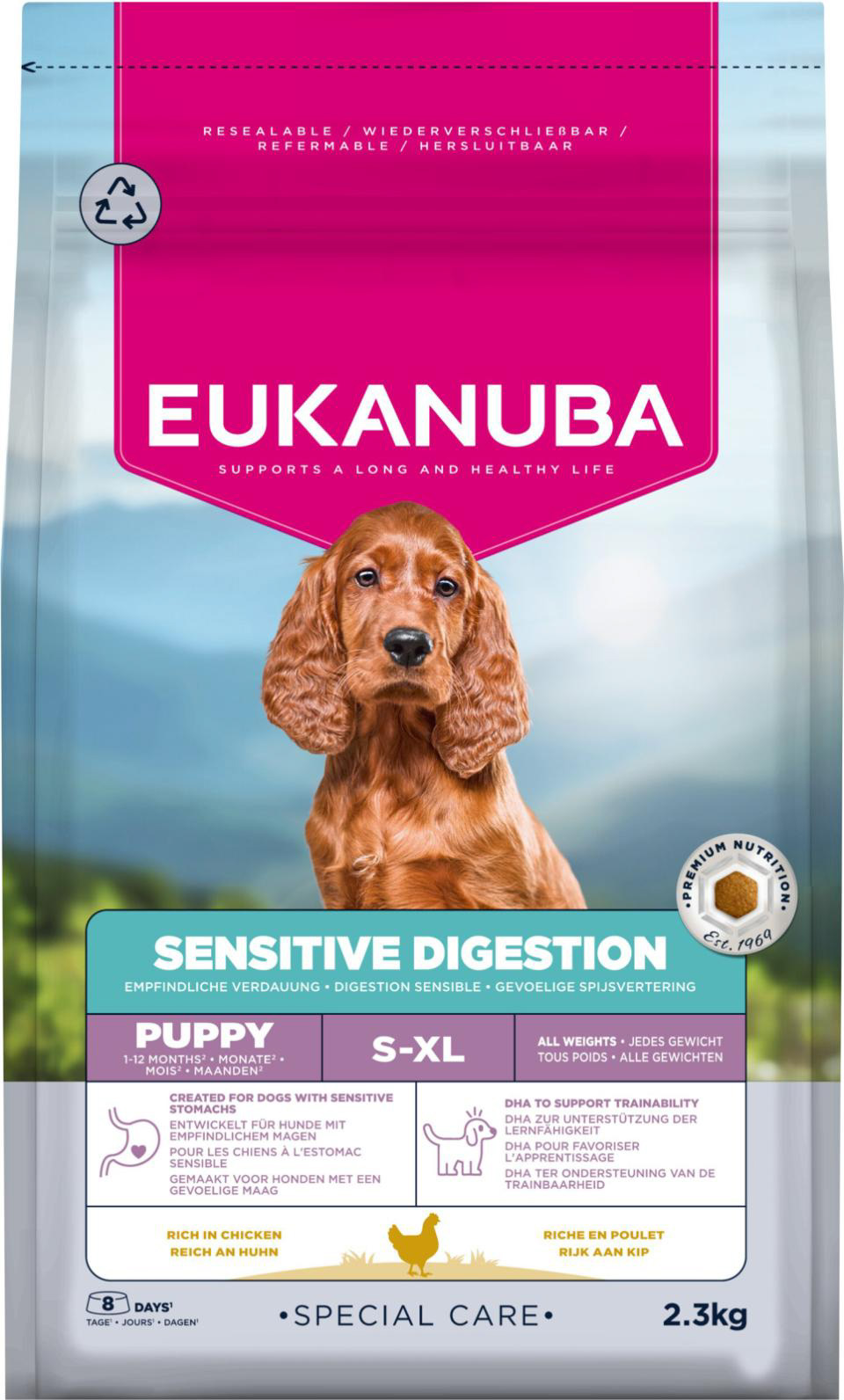 EUKANUBA Puppy kanalihaga tundliku seedimisega koertele 2.3 kg