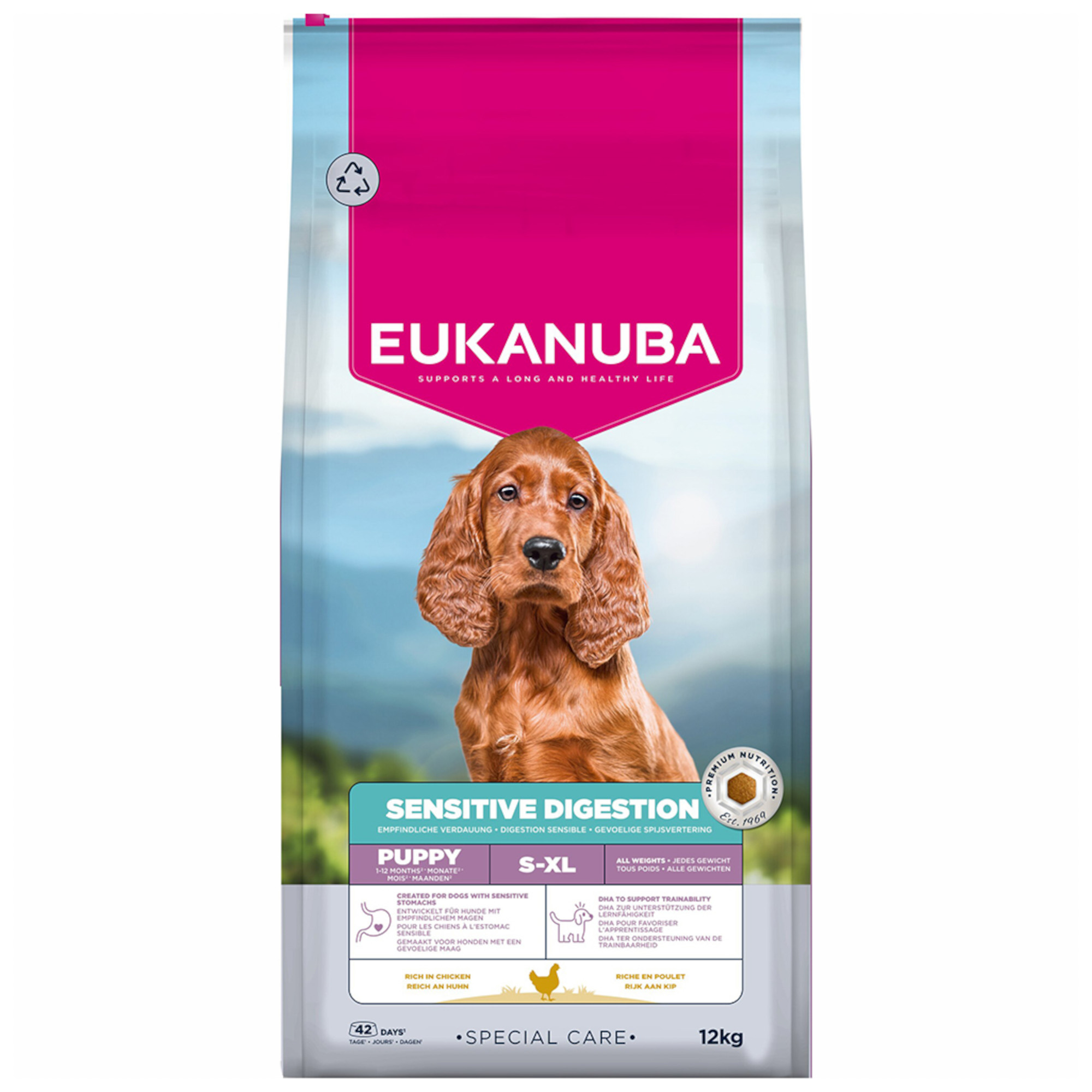 EUKANUBA Puppy kanalihaga tundliku seedimisega koertele 12 kg