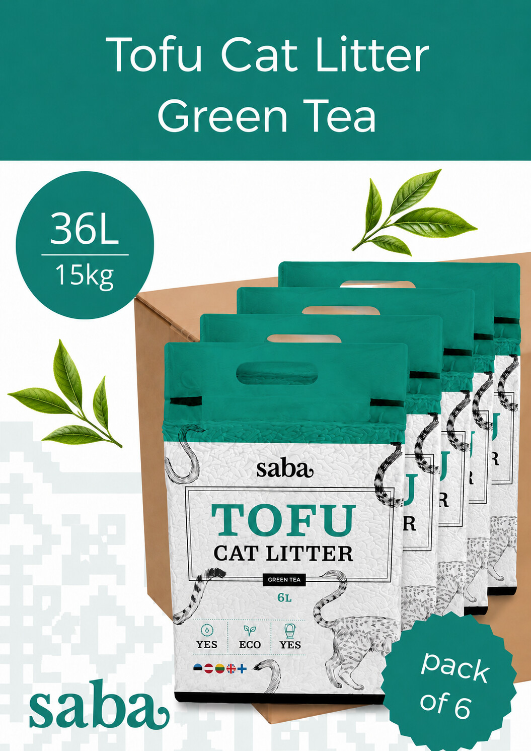 SABA rohelise tee lõhnaline tofu kassiliiv 36L