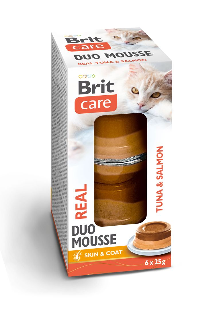 Brit Care Double Mousse Real Tuna & Salmon märgtoit kassidele 6x25g