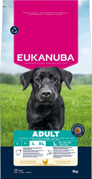 EUKANUBA Adult kanalihaga suurtele koertele 3 kg