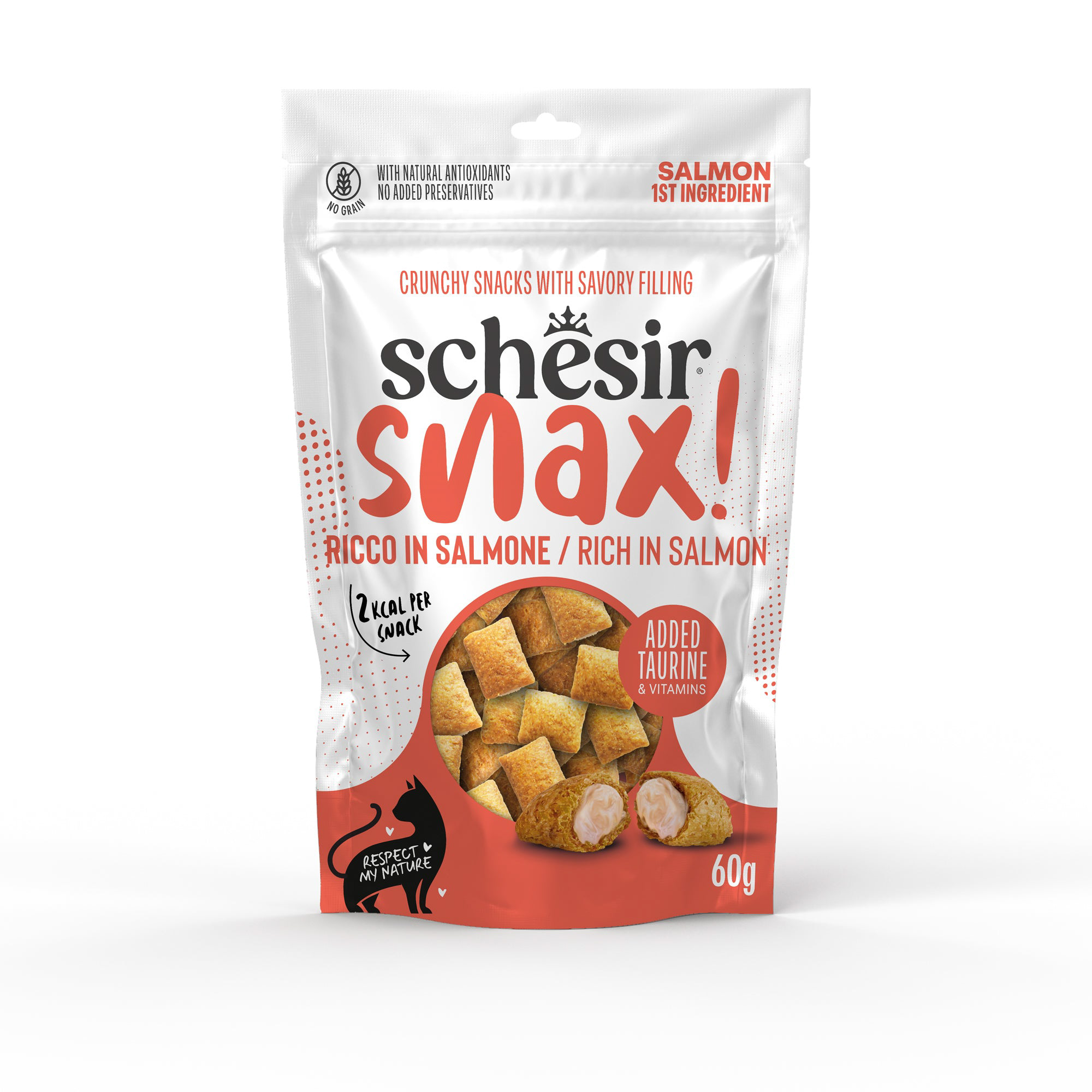 Maius kassidele Schesir Snax! lõhemaitselise täidisega 60g