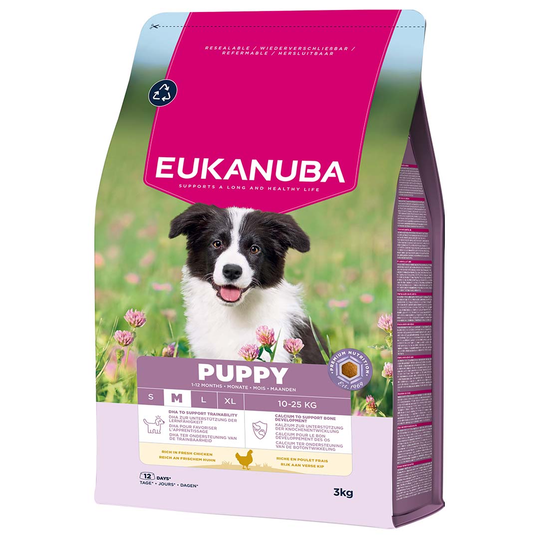 EUKANUBA Puppy kanalihaga keskmistele koertele 3 kg