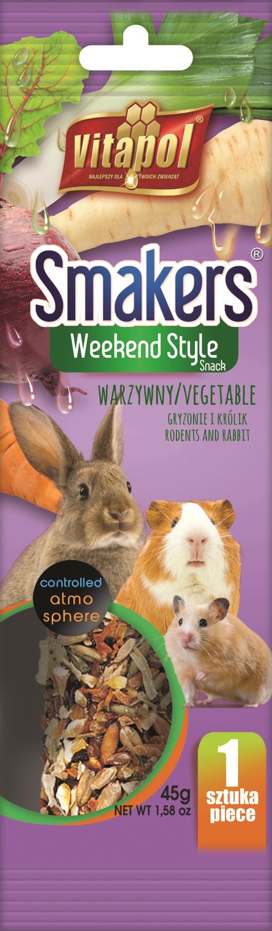Maius närilistele ja küülikutele SMAKERS Weekend Style köögiviljad 1tk 45g
