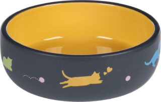 Flamingo Rani kollane söögi- ja joogikauss kassile ∅ 13,5cm 380ml