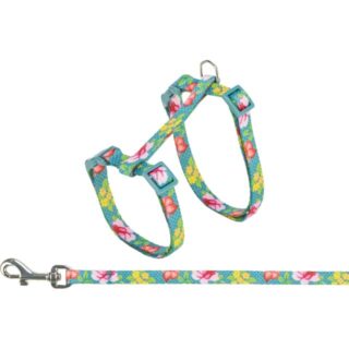 Kassi traksid jalutusrihmaga, lillemustriga, 27–45 cm/10 mm, 1,20 m, erinevad