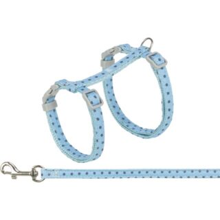 Kassi traksid jalutusrihmaga, täpiline, 28–45 cm/10 mm, 1,20 m, sinine