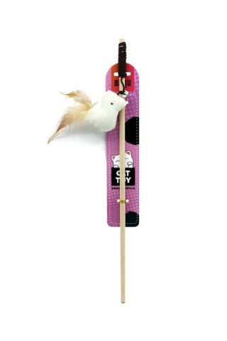 Bubu Pets puidust kassiõng linnu ja sulega 40cm
