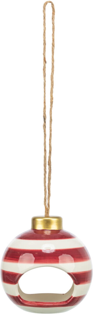 Jõuluteemaline lindude söödakauss, ø 12 cm, bordoopunane/kreemikas