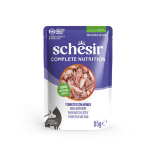 Schesir Complete Nutrition tuunikalaga ja veiselihaga tarretises 85g kassikonserv